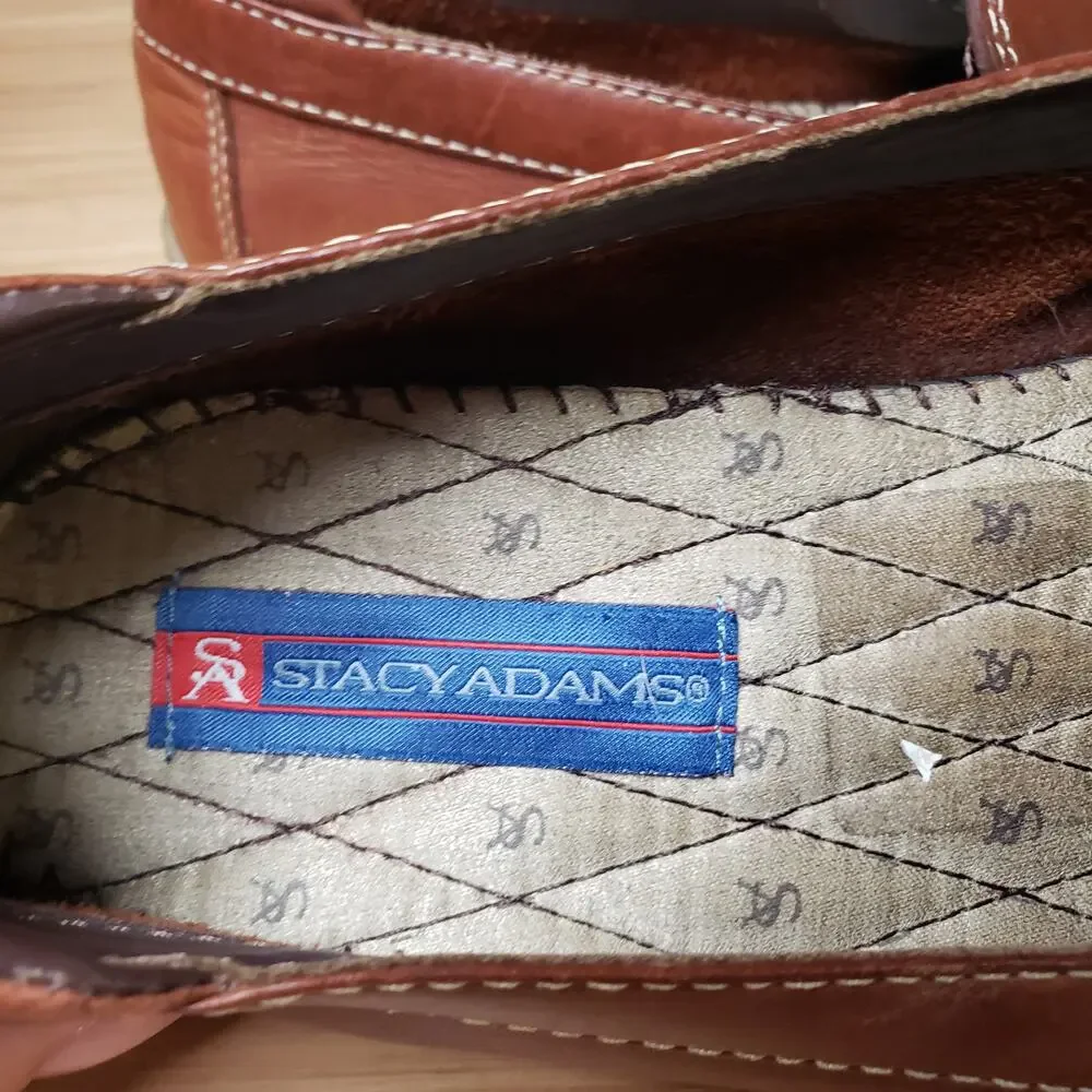 Stacy Adams Men's‎ 10.5 Slip On Driving Loafers Camel Brown Leather Comfort Shoe